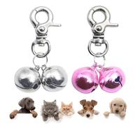 SCENEREAL Campane per collari per cani - Confezione da 2 accessori per animali domestici da appendere per cani e gatti, ciondolo per collare con clip a scatto resistenti, campane in argento per