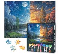 Sceneries 1000 puzzle per adulti, paesaggio fantasioso con un fiume e un cervo nella foresta, puzzle 1000 pezzi, puzzle impossible Landscapes, 50 x 70 cm