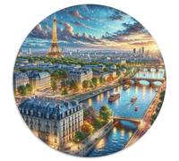 Scenery of Paris Rundes 1000 Puzzle Animals Rundes Puzzle Familienpuzzle Schwieriges Großes Puzzle Pädagogisches Puzzle Für Erwachsene Und Kinder Einzigartiges Herausforderungsspiel 1000pcs (67.5x67.5