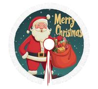 Scènes De Célébration Des Fêtes Jupe De Sapin De Noël - Grande Ronde Tapis Couvre-Pied Dessous De Sapin Couverture Ronde Avec Modèle Sac Cadeau Du Père Noël - Vert Foncé - 122cm