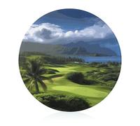 Scenic Hawaii Golf Tagliere Tropicale per Cucina Mini Formaggio Tagliere Rotondo in Vetro Temperato Ceppo per Picnic Taglio Pizza Carne Frutta (20 cm)