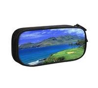 Scenic Hawaii Golf Tropicale Stampato Matita Sacchetto Trucco Gioielli Scatola Portaoggetti Portatile Portagioie da Viaggio Nero, Nero , Taglia unica, Astuccio portamatite