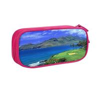 Scenic Hawaii Golf Tropicale Stampato Matita Sacchetto Trucco Gioielli Scatola Portaoggetti Portatile Portagioie da Viaggio Nero, rosa, Taglia unica, Astuccio portamatite