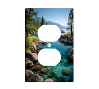 Scenic Lake Light Switch Cover Piastra/Coperture di uscita, Aqua Blue Nature View per la decorazione domestica, Piastre da parete in materiale termoplastico, Presa singola Duplex di dimensioni