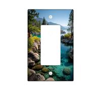 Scenic Lake Light Switch Cover Piastra/Coperture di uscita, Aqua Blue Nature View per la decorazione domestica, Piastre da parete in materiale termoplastico, Dimensioni standard Single Rocker