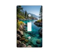 Scenic Lake Light Switch Cover Piastra/Coperture di uscita, Aqua Blue Nature View per la decorazione domestica, Piastre da parete in materiale termoplastico, Dimensioni standard Singolo Toggle