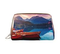 Scenic Lake - Trousse da viaggio con stampa lago, organizer per pennelli cosmetici, custodia in pelle con cerniera, borsa da toilette per donne, bianca, taglia unica, bianco, Taglia unica