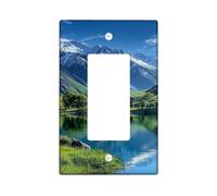 Scenic Mountain Paesaggio Luce Interruttore Piastra/Coperture di uscita, Vivace Scena Naturale Verde per Decorazione Domestica, Piastre da Parete Termoplastiche, Dimensioni standard, Ispirato alla