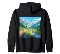 Scenic Mountain Valley Stream Design Natura Arte Escursione all'aperto Felpa con Cappuccio