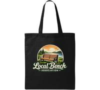 Scenic Park Bench at Sunset View - Borsa tote in cotone naturale, colore: Nero