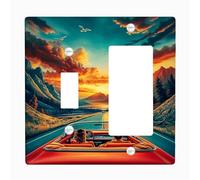 Scenic Road Trip luce interruttore piastra di copertura, vibrante tramonto sopra le montagne, decorazione del paesaggio per la casa, piastra da parete termoplastica, dimensioni standard Toggle Rocker