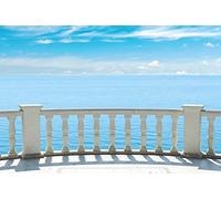 Scenolia Carta da Parati Decorativa Poster Balcone sul Mare 3 X 2,70 m | Decorativo e Foto Parete XXL qualità HD
