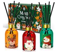 Scent Hi Diffusore Profumo Ambiente Natale, 3 * 50ml Diffusore profumato con 18 Diffusore Bastoncini per la casa per la Decorazione della Mensola- Legno di cedro, Limone, Cannella di mele