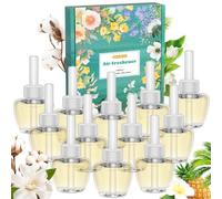 Scent-Hi Ricarica Diffusore Elettrico per Ambienti Kompatibel mit Air-Wick/Glade, 12x19ml Diffusore Elettrico - Hawaiano, Gelsomino, Cotone per Camera da Letto, Ufficio, Studio