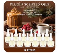 Scent-Hi Ricarica Diffusore Elettrico per Ambienti Kompatibel mit Air Wick/Glade, 12x19ml Diffusore Elettrico - Abete Rosso, Caramello, Espresso, Lampone Cannella