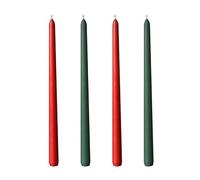 Scentoria Candele a bastoncino, rosso e verde, 4 pezzi, piccole candele, candele a bastoncino, candele a punta, altezza 25 cm, diametro 2,2 cm, candele colorate, candele a goccia per bottiglie