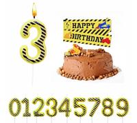 Scentoria Candele di compleanno con numeri, candele di compleanno 3, candele zebrate con segnale di avvertimento, candele di compleanno, numeri, candele, per compleanni dei bambini, anniversari