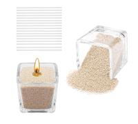 Scentoria Sabbia per candele, 500 g, granuli di cera con stoppino, con 17 stoppini, 6 cm, granuli di cera per candele fai da te (colore sabbia)