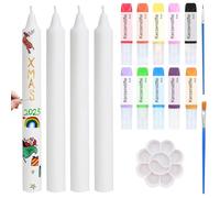 Scentoria Set per dipingere candele, 10 x 5 ml, 4 candele, candele bianche, pastelli a cera per candele, matite per candele, candele da tavola, candele per candele, ceramica, vetro da 5 ml
