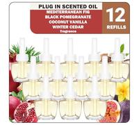 SCENTORINI Ricarica per Diffusore Elettrico 12X19ML, Adatte per Ricariche di Diffusore di Oli Essenziali di Air Wick e di Glade Fragranza di Fico Mediterraneo, Cocco e Vaniglia, Cedro Invernale