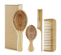 Sceszione di pennelli in bambù 4 pcs spazzola per capelli di bambù per la crescita dei capelli, comprende pettine a denti larghi, pettine di coda, pennello e mini paddle per la lucentezza