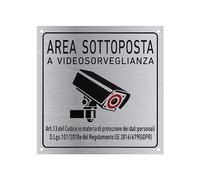 Scettar 1 Pezzi Cartello Videosorveglianza, 15 x 15 cm Cartello Area Videosorvegliata con Avviso GDPR, Impermeabile, per Casa e Negozio