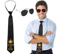 Scettar 2 Pezzi Personalizzati per il 50 Anni Compleanno Uomo、Include 1 Cravatta Uomo e 1 Paio di Occhiali Neri da Sole da Vintage,Adatti per Feste di Compleanno, Fare Regali, ecc.