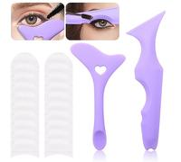 Scettar 2 tipi Eyeliner Stencil,Stencil Eyeliner Occhi per Principianti in Silicone con 20 Monouso Ombretto Sticker, Riutilizzabile Stencil per Eyeliner Punte per Convenienti Funzioni multiple (viola)