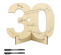 Scettar 30 Anni Decorazioni Numeri in Legno Supporto + 2 Penne Per la Firma, Biglietto Auguri 30 Anni legno, Decorazione di Compleanno Anniversario Festa Per Donna Uomo Bomboniere Festa Addobbi