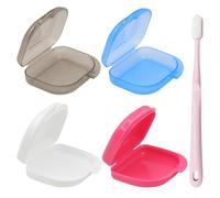 Scettar 4 Pezzi Porta Apparecchio Denti, Porta Bite Dentale con Fori di Sfiato, 4 Colori Porta Dentiera (Rosso, Blu, Grigio, Bianco), Scatola Apparecchio Denti, con 1 Spazzola per La Pulizia