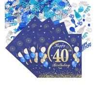 Scettar 50 tovaglioli per compleanno 40 anni con decorazione colorata, blu oro carta tovagliolo da tavola, tovagliolo usa e getta, decorazione compleanno 40 anni