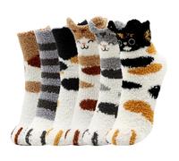 Scettar 6 Pares Calcetines de Garra de Gato Mullidos de Sueño Calentitos para Mujer - Suaves y Esponjosos para Casa, Dormir, Cama - Regalo
