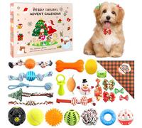 Scettar Calendario dell'Avvento per cani con 25 giocattoli per cani (palline, corde, giocattoli squitti), calendario del conto alla rovescia di Natale, regalo per gli amanti dei cani