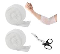 Scettar Garze Sterili Per Medicazione 2 Pezzi,Benda Elastica Per Fasciatura,Rete Tubolare Elastica Porta Un Paio Di Forbici Mediche,Molto Confortevole E Traspirante