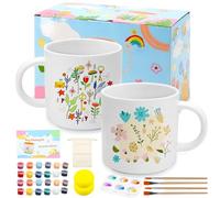 Scettar Paintable Mug Kit, Tazze da Dipingere Kit, Set di Ceramica Fai Da Te, Include Tazze, Colori, Pennelli, Spugne, Tavolozze, Borsa Portaoggetti, Manuale di Istruzioni, Regalo Creativo per Adulti