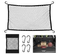 Scettar Rete per Cani Auto Portaoggetti Bagagliaio 80*100cm Estendibile Fino a 144*180cm e 40*25cm Universale Storage Mesh Net e 4 Moschettoni Rete Elastica per Riporre e Fissare i Bagagli Nel Veicolo