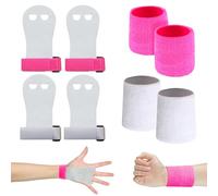 Scettar Set di Polsini da Ginnastica, 2 Paia Manopole Paracalli per Ginnastica Artistica Bambina, Falcon Grip Pad per Cross Training per Ragazzi e Ragazze, con 4 Polsini Palestra (Bianco, Rosa)