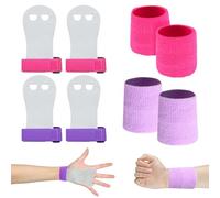 Scettar Set di Polsini da Ginnastica, 2 Paia Manopole Paracalli per Ginnastica Artistica Bambina, Falcon Grip Pad per Cross Training per Ragazzi e Ragazze, con 4 Polsini Palestra (Rosa, Viola)