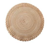 SCF2017 Set di 4 tovagliette rotonde con bordo intrecciato in filato di cotone, 38 cm, resistenti al calore, colore: cachi