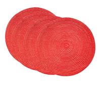 SCF2017, set di 4 tovagliette rotonde in cotone intrecciato, resistenti al calore, diametro 38 cm, colore rosso