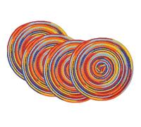 SCF2017 Set di 4 tovagliette rotonde in filato di cotone intrecciato, resistenti al calore, 18 cm, colore: rosso arcobaleno