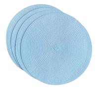 SCF2017 Set di 4 tovagliette rotonde in filato di cotone intrecciato, resistenti al calore, 38 cm, colore: azzurro