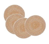 SCF2017 Set di 4 tovagliette rotonde in paglia di carta intrecciata, 18 cm, colore: cachi