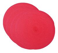 SCF2017 Set di 4 tovagliette rotonde in plastica, 35 cm, colore: rosso