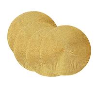 SCF2017 - Set di 4 tovagliette rotonde in plastica lucida, 38 cm, colore: Oro