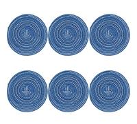SCF2017 Set di 6 sottobicchieri rotondi in filato di cotone intrecciato, per bicchieri, 11 cm, piccole tovagliette (blu)