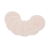 SCF2017 Set di 6 tovagliette rotonde in filato di cotone, 18 cm, sottobicchieri (beige)