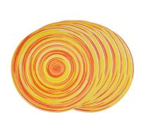 SCF2017 Set di 6 tovagliette rotonde in filato di cotone intrecciato, resistenti al calore, 30 cm, giallo+arancione