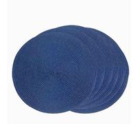 SCF2017 Set di 6 tovagliette rotonde in plastica intrecciata, 32 cm, colore: blu navy