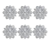 SCF2017 Sottobicchieri in PVC a forma di fiocco di neve per bevande, piccole tovagliette carine decorazioni natalizie per la casa, set di 6, argento